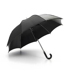 Elegant Black Umbrella Isolated on a Light Background