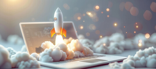 Rocket Launching from Laptop Screen