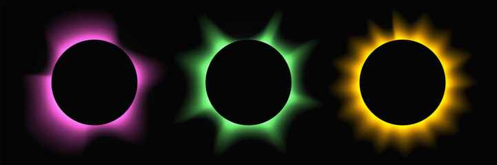 Set of circle illuminate light frames