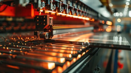 Flat Sheet Hydraulic Metal Bending Machine A worker is bending metal sheets on a hydraulic machine.