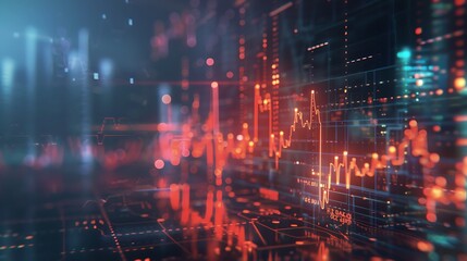 Dynamic stock market chart animated to resemble a heartbeat, pulsing with the rhythm of financial activity.
