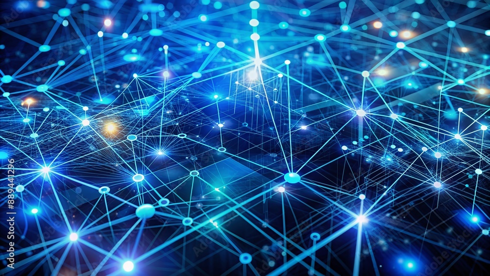 Aufkleber vibrant blue digital network background featuring intricate web of connections, circuits, and nodes 