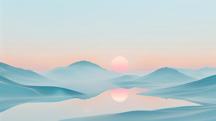 Fototapeta premium A calming wallpaper showcasing a minimalist landscape with soft gradients and gentle colors.