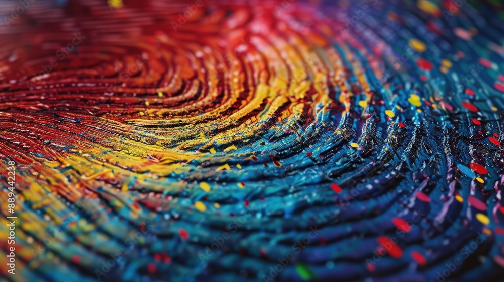 Aufkleber a colorful fingerprint with a rainbow of colors. the colors are bright and vibrant, creating a sense