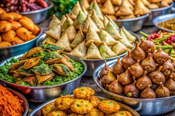 Vibrant colors of India's street food stalls showcase tantalizing samosas, crispy vadas, and steaming idlis, inviting travelers to savor the flavors of Asia.