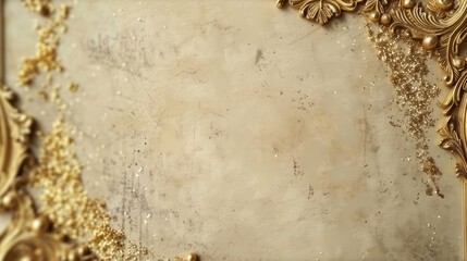 Vintage gold glitter ornaments on luxury diploma template with old paper background and decorative border elegant design for certificate with copy space