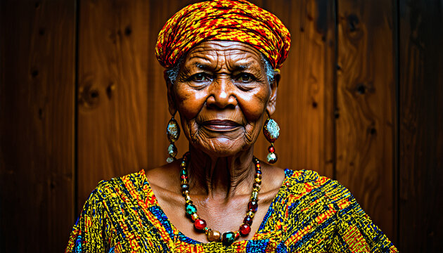 Bantu Matriarch in Vibrant Kente Cloth and Jewelry