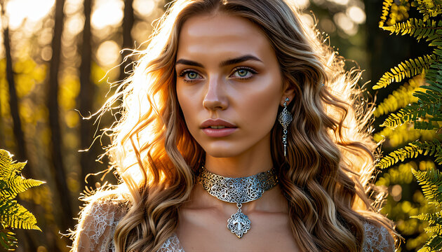 Finnish woman in traditional Kalevala jewelry