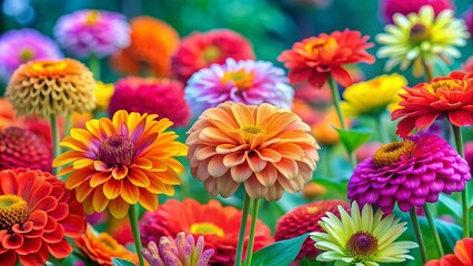 Fototapeta premium A beautiful garden of colorful zinnias in full bloom.