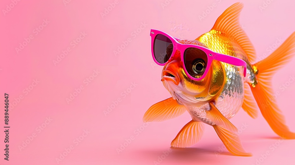 Wall mural Goldfish Wearing Sunglasses.