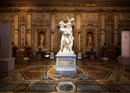 The Rape of Proserpina by Gian Lorenzo Bernini. Baroque marble sculpture in Galleria Borghese.