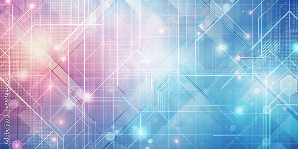 Aufkleber soft pastel pink and blue abstract background with subtle grid patterns and technology-inspired shap