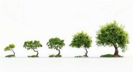 A series of trees growing from left to right, with each tree representing different stages in the growth cycle