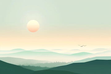 Fototapeta premium A calming wallpaper showcasing a minimalist landscape with soft gradients and gentle colors.