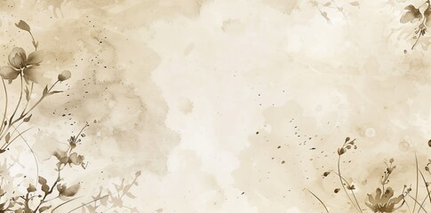 Art painted leaves barely visible on vintage style photo wallpaper on textured wall