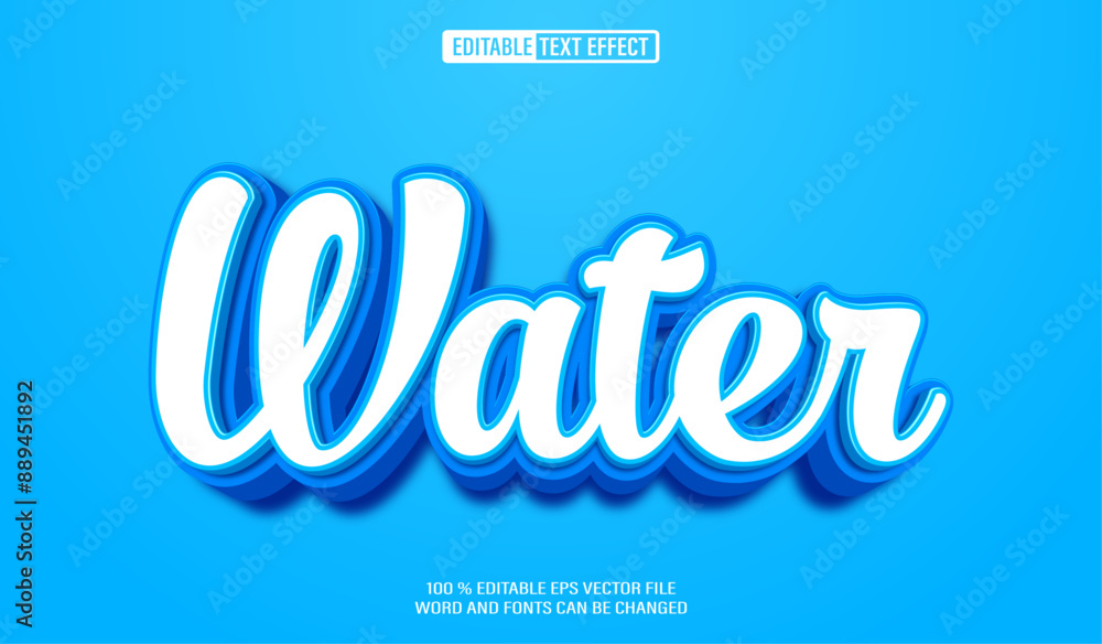 Poster editable 3d text style effect - water text effect template