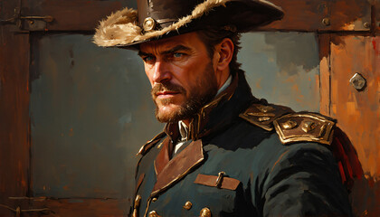 Obraz premium Russian Cossack in traditional fur hat and uniform