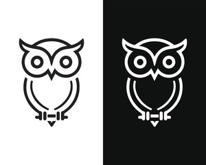 Minimalist Mascot Style Owl Vector For Logo or Icon