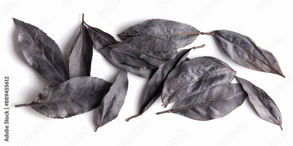 Aufkleber A close-up view of a cluster of leaves on a white background, ideal for use in nature or botanical themed designs