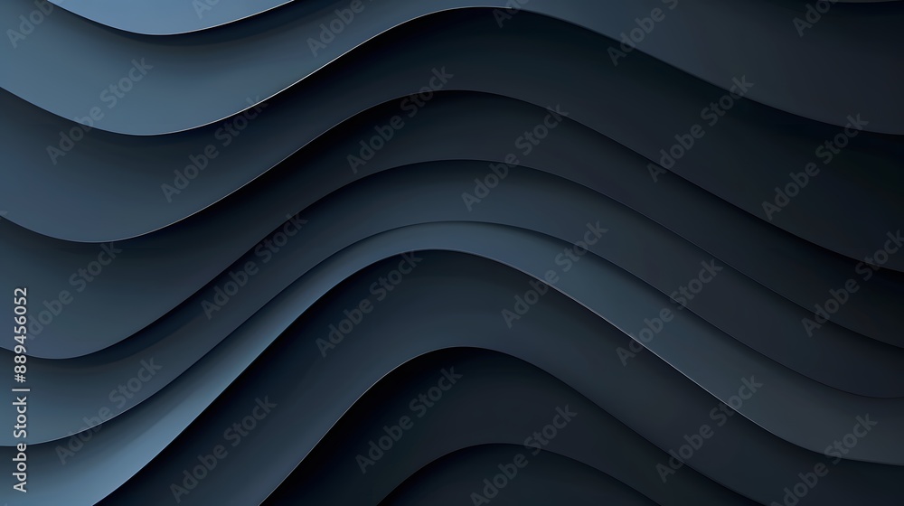 Poster smooth dark wavy layers in abstract design