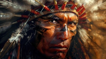 Man face tribe apache native Indian american background wallpaper AI generated image