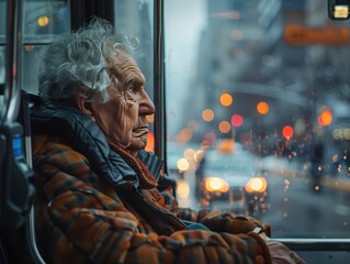 Obraz premium Embracing Independence: Person with Intellectual Disability Mastering Public Transportation with Detailed Surroundings