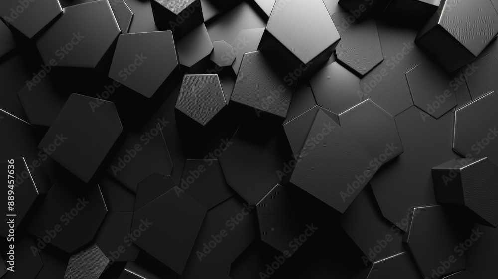 Poster wallpaper with a random shifted hexagonal honeycomb pattern in black