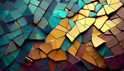 Colorful abstract background made with pieces of broken tiles