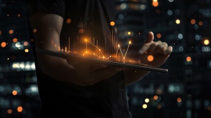 person using a computer in the city