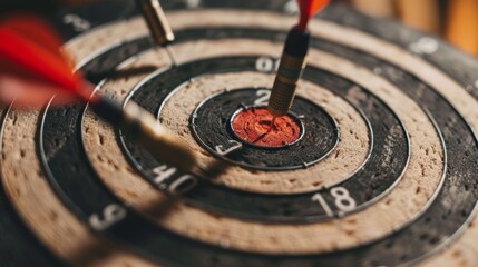 set goals for work. dart aiming at the target center business. goal, aiming marketing target metaphor, Succeed dart board, defines objectives, success investment ideas, winner, Generate by AI