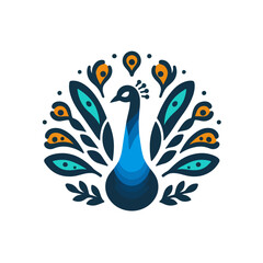 flat vector logo of a peacock. 