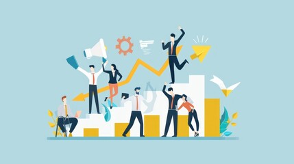 Business Team Climbing the Success Ladder