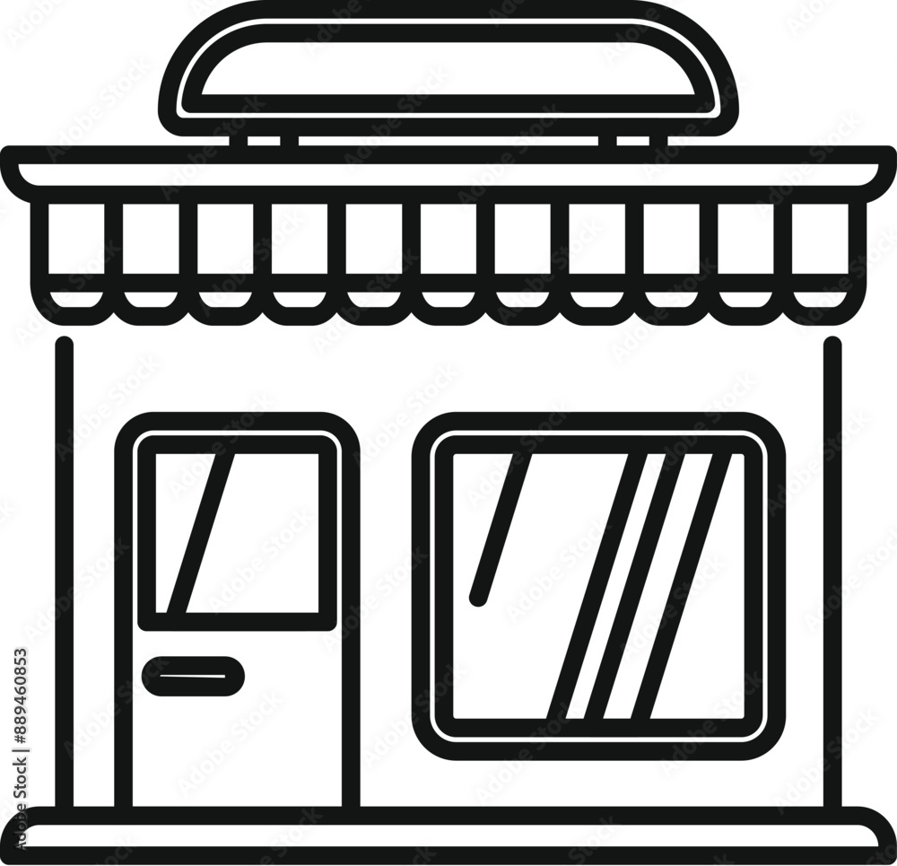 Aufkleber line art icon of a commercial property with a large window display and awning