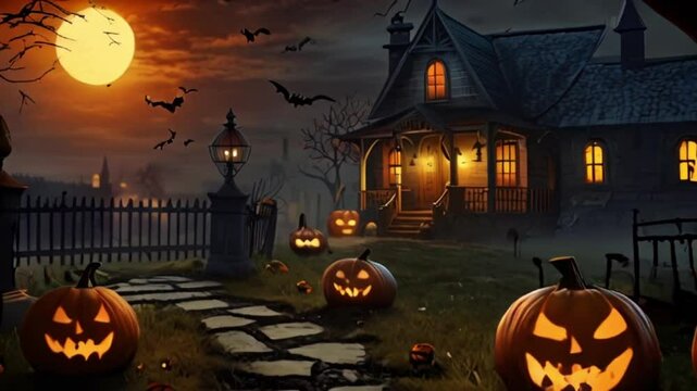 Old house with scary halloween theme