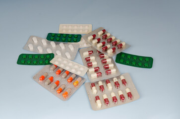 Variety of medicines and drugs.Medicine and healthcare concept.