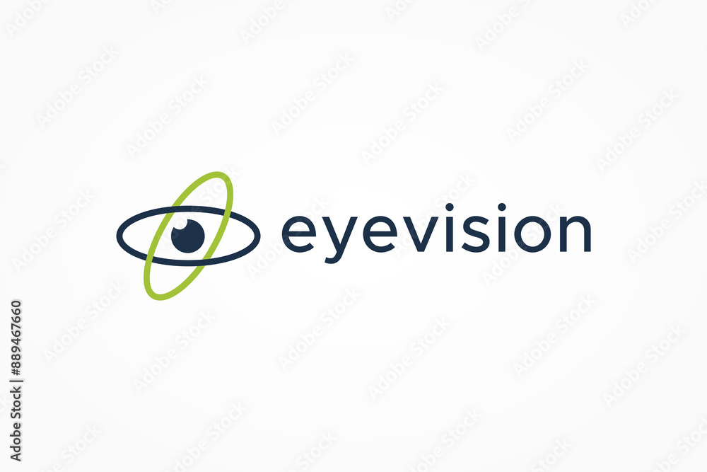 Poster eye vision logo image. double eyes linked line style isolated on white background. flat vector logo 