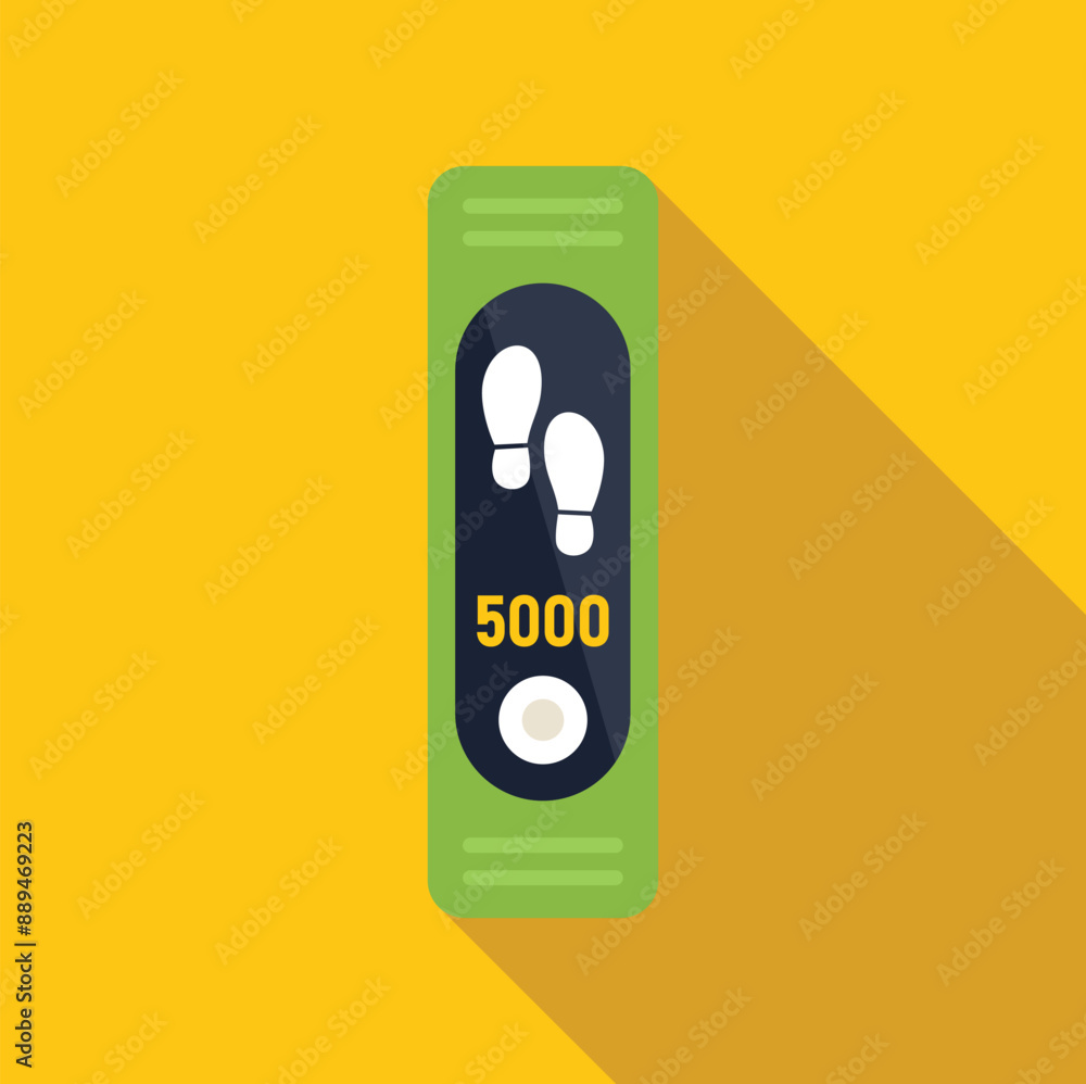 Sticker Fitness tracker showing steps walking distance app icon in flat style on a yellow background