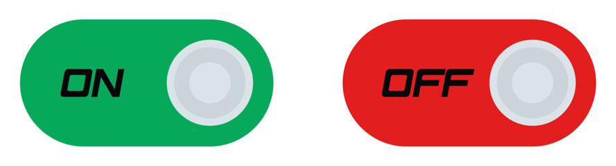 On and off switches. Slider button. Set for mobile application. Gradient on and off buttons. Vector illustration.