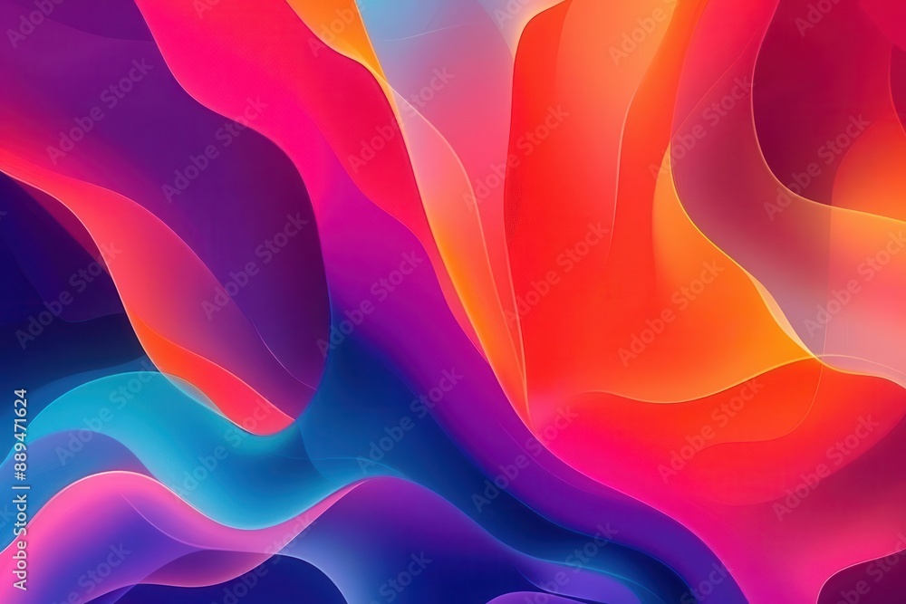 Poster vibrant colorful abstract wallpaper with dynamic flowing shapes and gradients modern pattern design 