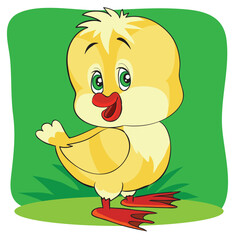 cartoon duckling with big expressive eyes
