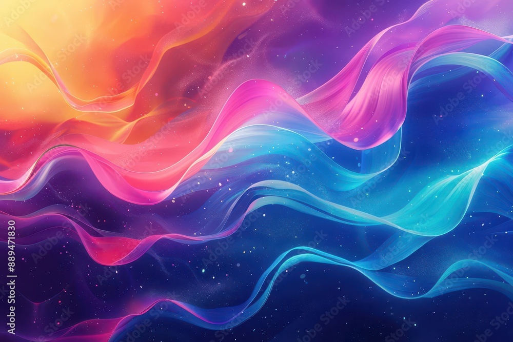 Aufkleber vibrant colorful wave background with fluid shapes abstract generative ai art