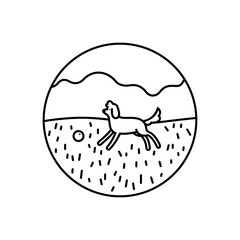 Dog runs on the lawn, vector illustration in cartoon style