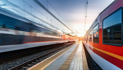 Fototapeta premium Atmosphere of the train station at night. there are trains running 
