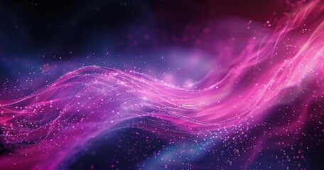 Abstract fluid effect Neon lines geometric particles Loop background Data flow, Optical fiber Explosion particles, motion effect, Generative, ai