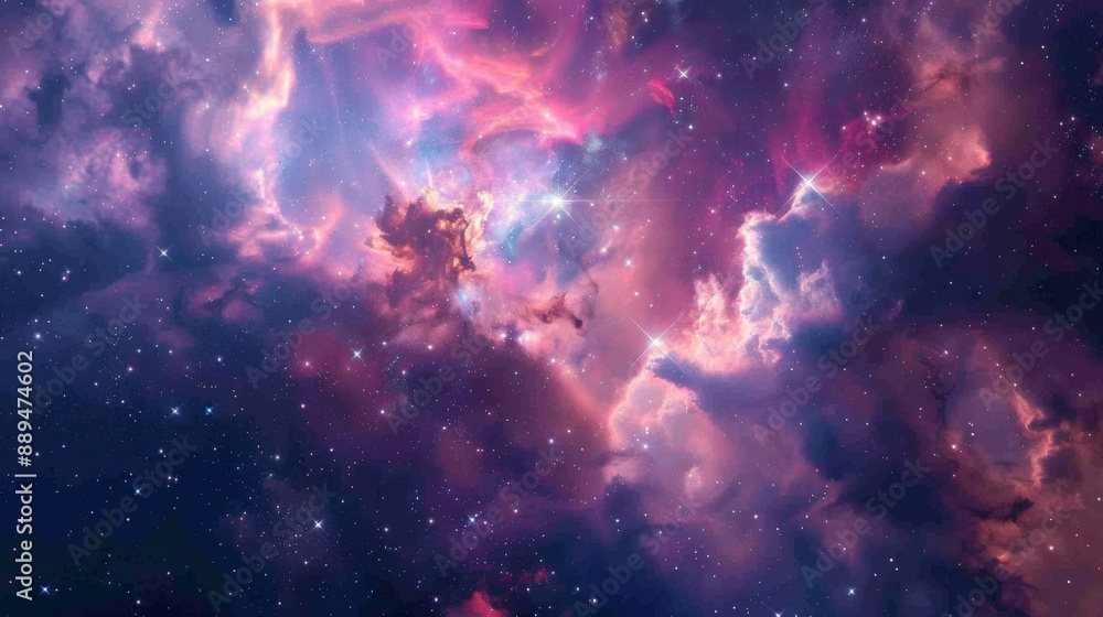 Wall mural realistic cosmic galaxy background. concept of space, nebula and cosmos