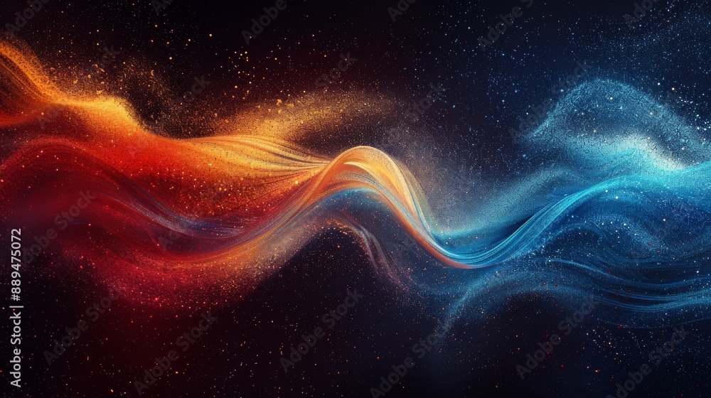 Poster abstract glowing color wave with a grainy gradient backdrop