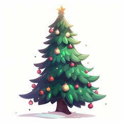 Fototapeta premium Christmas tree with decoration on white background. Merry Christmas and a happy new year.