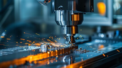 A vertical milling machine in operation