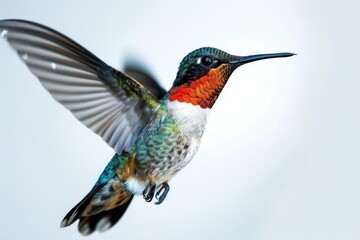 Fototapeta premium vibrant hummingbird in flight isolated on white background wildlife photography high resolution image