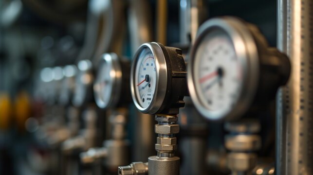 A set of manometers measuring pressure in an industrial system